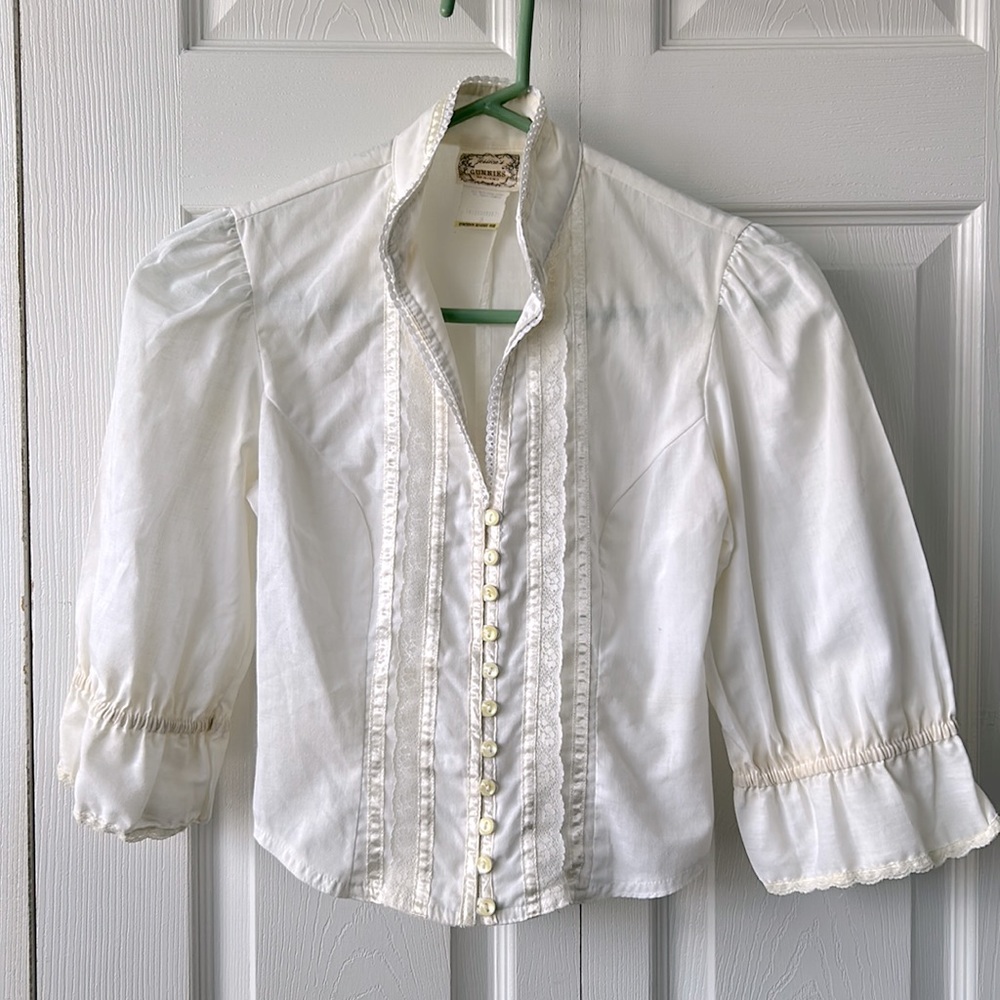 Vintage 70s/80s Jessica’s Gunnies (Gunne Sax) White Button-down Blouse - XS